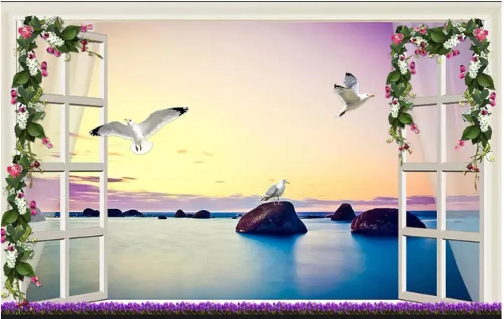 Custom photo wallpaper for walls 3 d Mediterranean murals romantic seaside landscape TV background wall papers living room | Обустройство