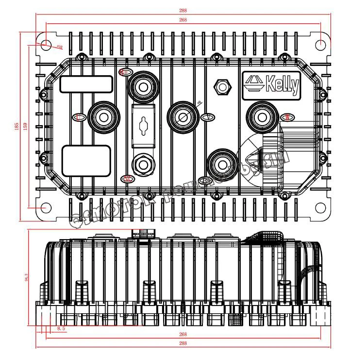 Келли KLS-H серии QSKLS7275H, 24 V-72 V, 500A, синусоидальный бесщеточный контроллер двигателя, QS мотор контроллер