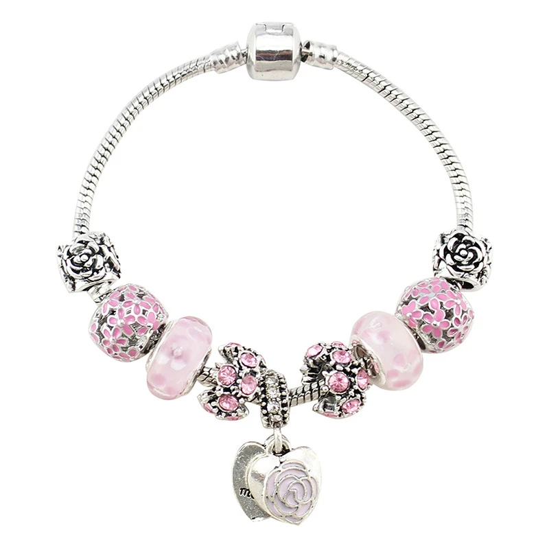 

2019 New Silver Plated Heart Pendant Fashion Cute Small Ornaments High Quality Silver Plated Pandora Bracelet Ladies Jewelry