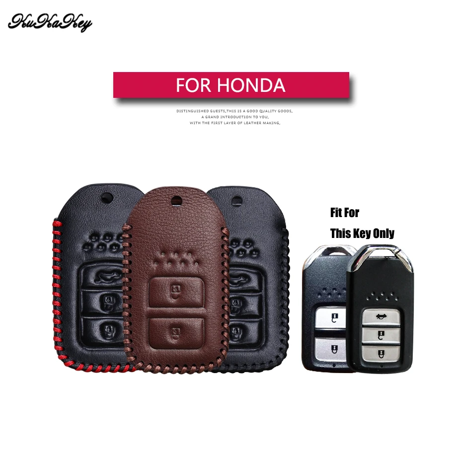 

Leather Car Key Case Cover For Honda Accord Vezel Civic Pilot CRV HRV JAZZ Protection Key Shell Skin Bag Only case