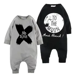 

Cotton Baby Girls Boys long sleeve Romper Jumpsuit One-pieces No Sleep to the Moon Outfits