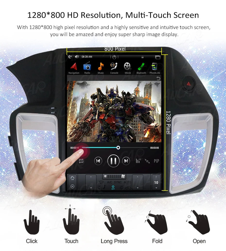 Best Aucar Tesla Style 2 din car radio gps navigation for Honda Accord 2013-2017 Android 8.1 autorado multimidia cassette player 9
