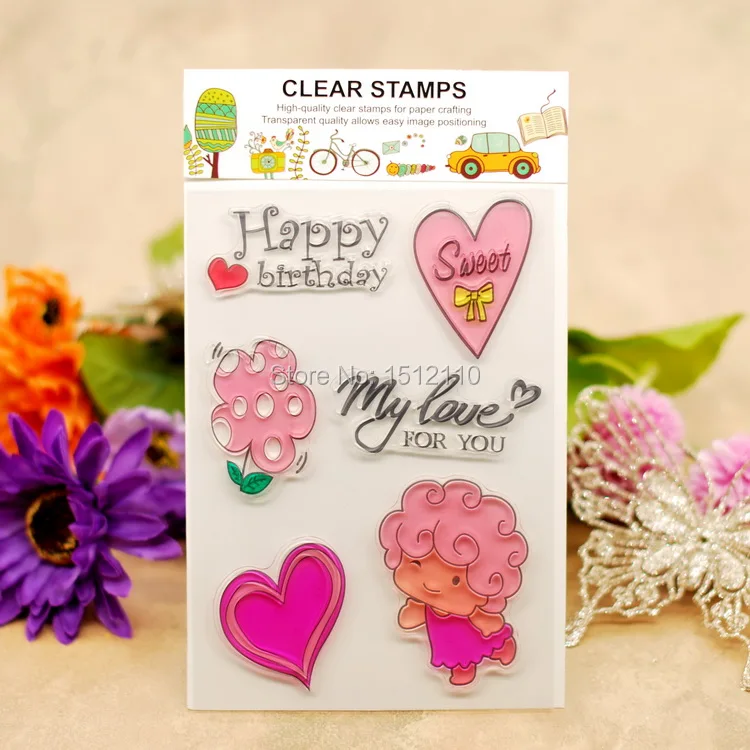Scrapbook Bricolage Photo Cartes Compte Tampon En Caoutchouc Tampon Transparent Tampon Joyeux Anniversaire Mon Amour Pour Vous 11x16cm Kw Aliexpress