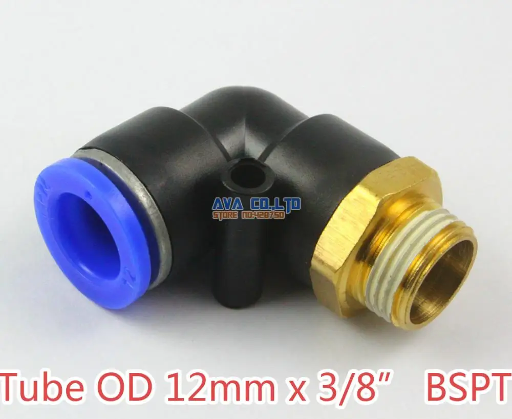 Empuje 1pc para conectar 12 mm OD x 3//8/" BSPP Macho 90 ° Codo Montaje bmtl 12-G03 G