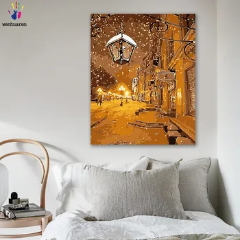 

DIY colorings pictures by numbers with colors Faint yellow street chandelier picture drawing painting by numbers framed Home