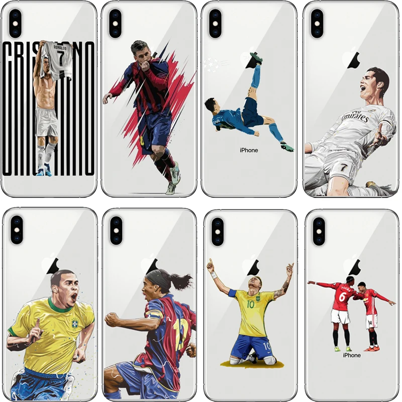 Griezmann Mo Salah Dybala Neymar jr Ronaldo Футбол Джерси Мягкий ТПУ чехол для iPhone X 5 5S SE 6 6SPlus 7 8 Plus XR XS