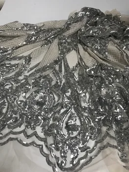 

best design CiCi-101407 Nigerian french lace fabric with sequins nice looking Embroidered lace fabric high quality