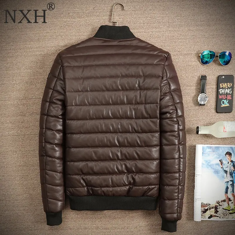 Мужская зимняя куртка из искусственной кожи размеры 45 150 кг|brand leather jacket|leather