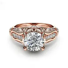 Mới Micro Mạ 18 K Hoa Hồng Vàng Màu Sắc Thời Trang Retro Hoa Đính Đá Trang Sức Nữ Thời Trang LỜI HỨA Nhẫn(China)