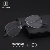 Rimless Prescription Spectacles Men Optical Photochromic Progressive Multifocal Anti Blue Clear Lens Prescription Glasses #88047