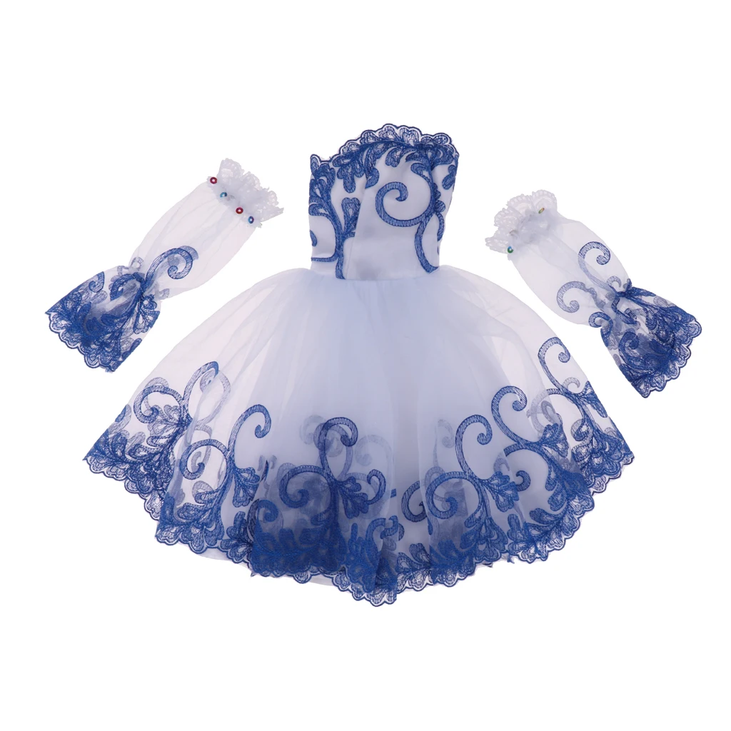 Puff Sleeve Off Shoulder Dress Princess Dress for 1/3 BJD DOD Dollfie Night Lolita Doll Wedding Party Outfit Blue