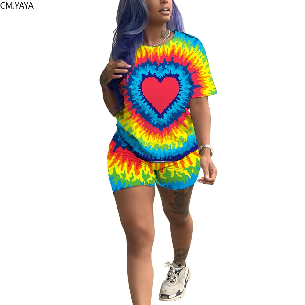 Женский летний геометрический Красочный Рисунок Пейсли футболка и шорты костюм из двух частей Повседневный Спортивный костюм GLA6211 - Цвет: Синий