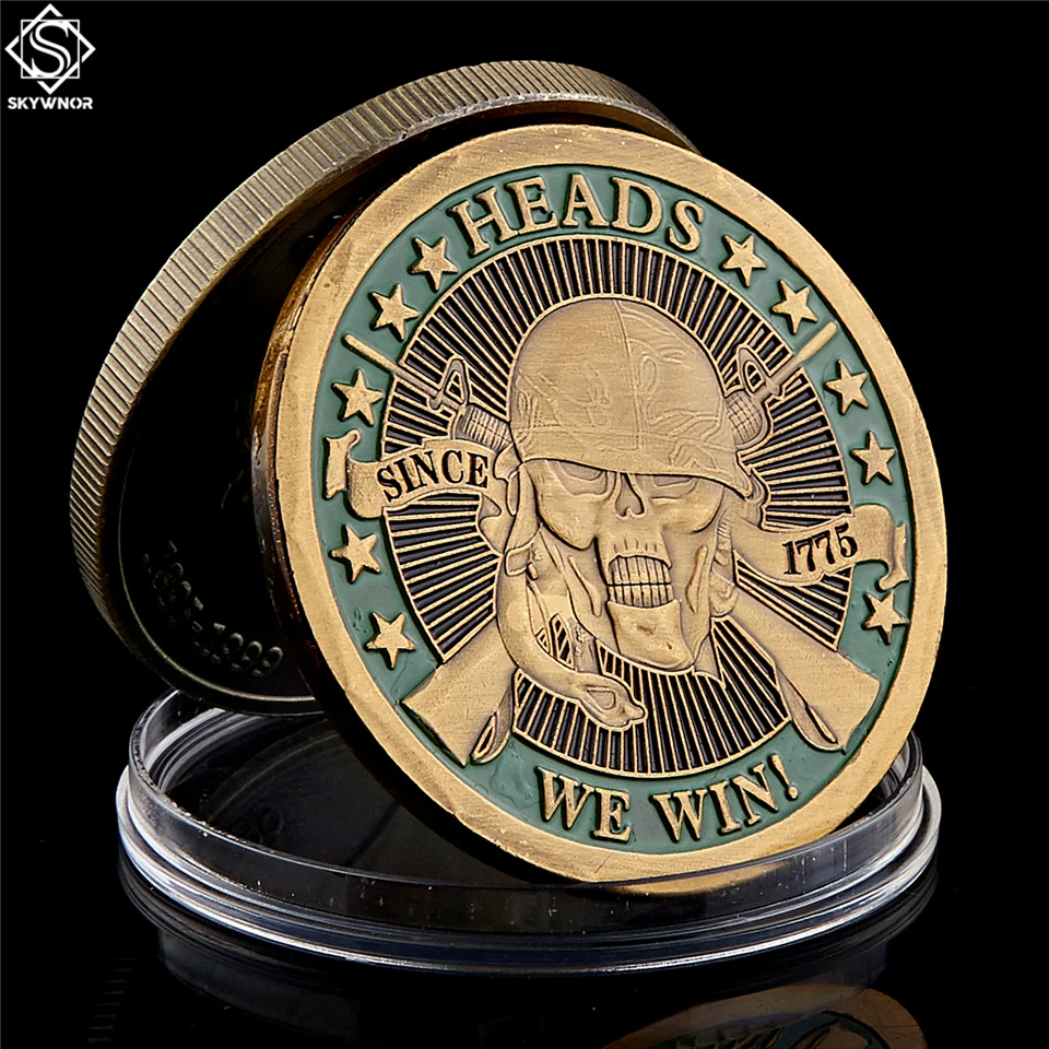 

1775 Heads We Win Tails You Lose Skull Plated Commemorative Challenge Coins Artwork