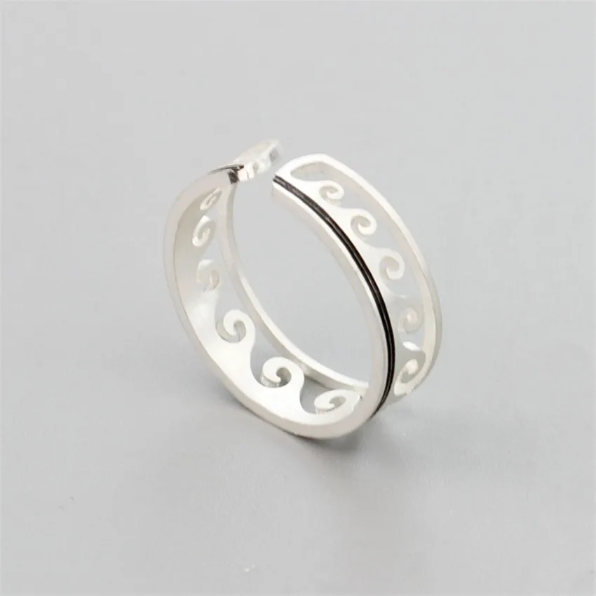 Серебряное волнистое кольцо, нержавеющая сталь, кастет, океанская проволока, кольца для серфинга, для женщин, Пляжное приливное ювелирное изделие, Midi Bague Femme Anillos Mujer