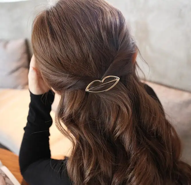 Hair Clip Fashion Metal Leaf Hair Clip Barrettes Hairpin Barrette Hair Claws Women Girls Trend Charm Moon Round Triangle