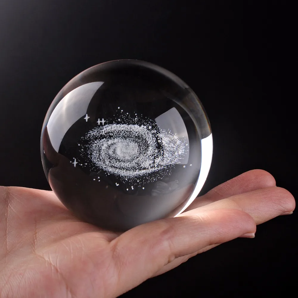 Стеклянный 3D шар 60 мм с лазерной гравировкой Галактический хрустальный фэн шуй