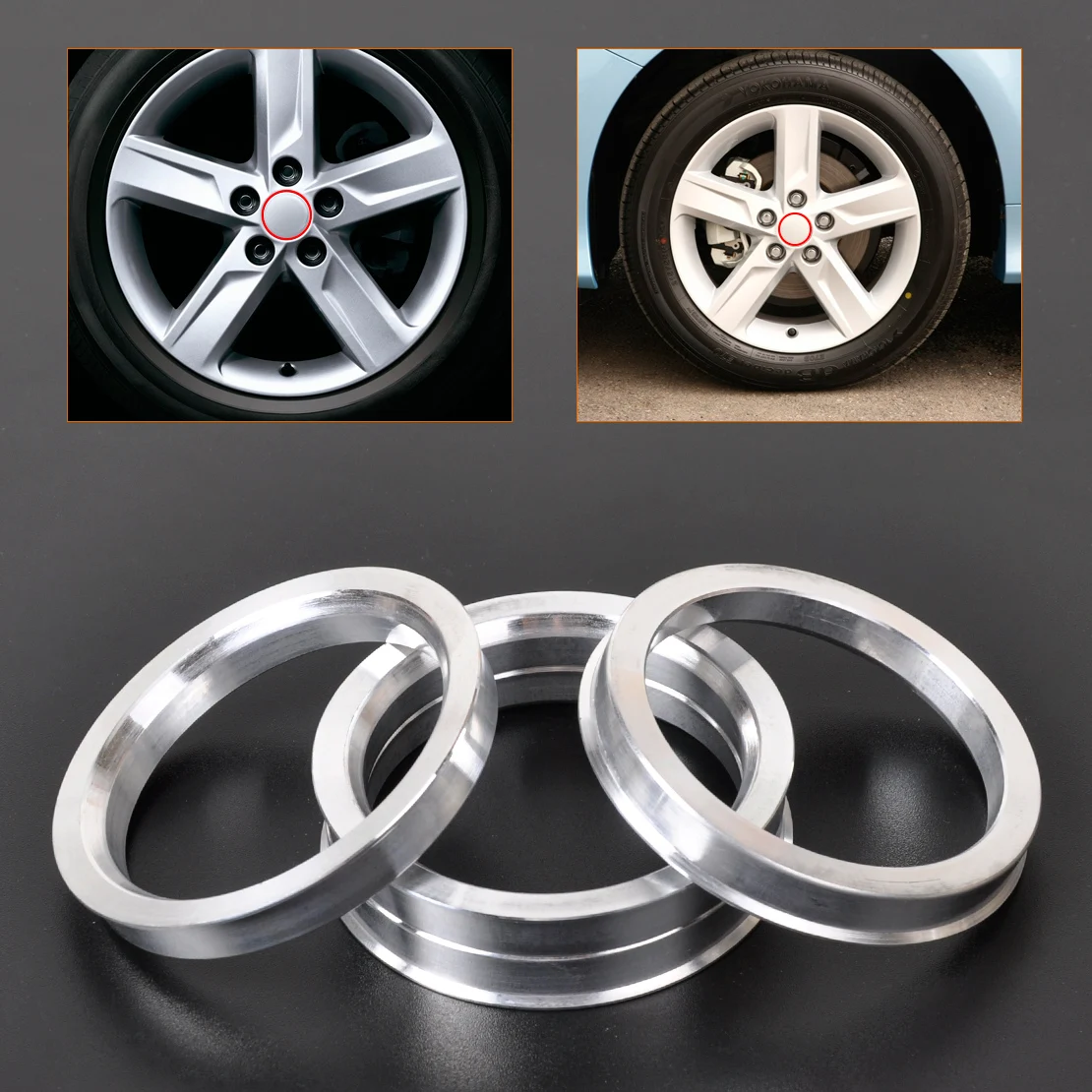 beler 4pcs New Silver Aluminum Hub Rings 60.1mm Car Hub to 73.1mm