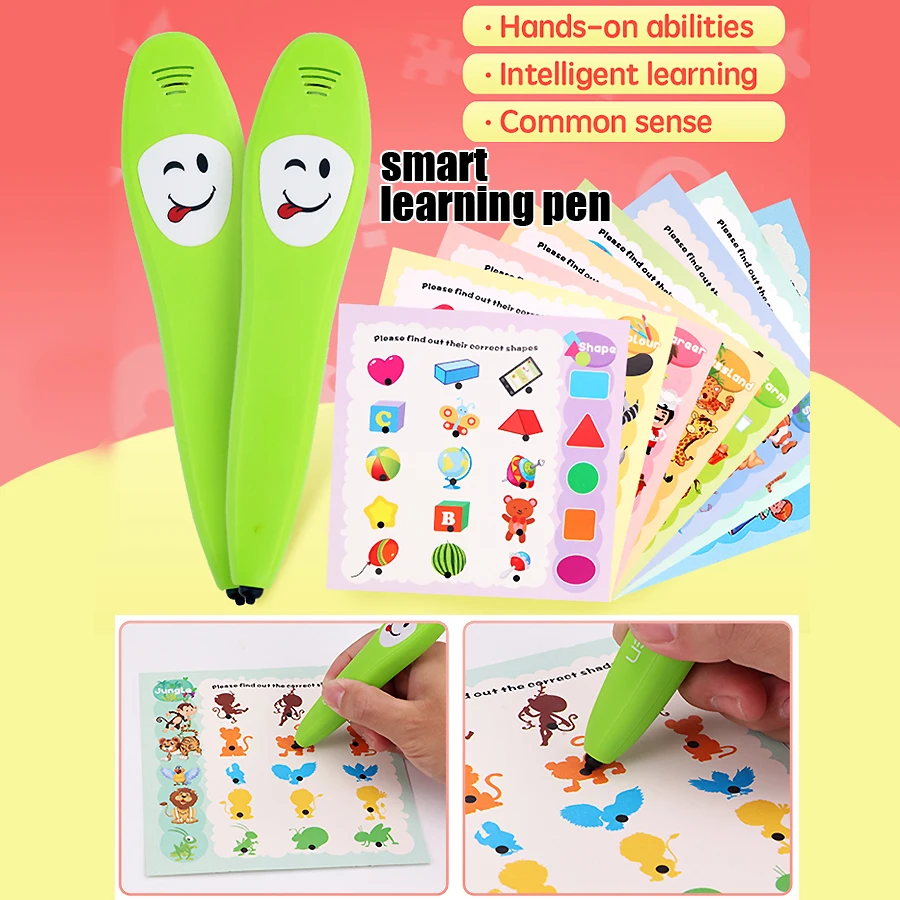 

Smart logic Learning Pen,Electronic Reading Pen with 12pcs Learning cards Common Sense Early Intelligent Educational toys