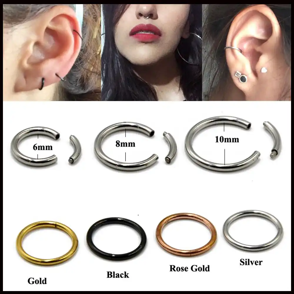 2pcs 16g Steel Segment Ring Ear Piercing Nose Rings Captive Nose Hoop Piercings Clip On Earrings For Unisex Body Jewelry Body Jewelry Aliexpress