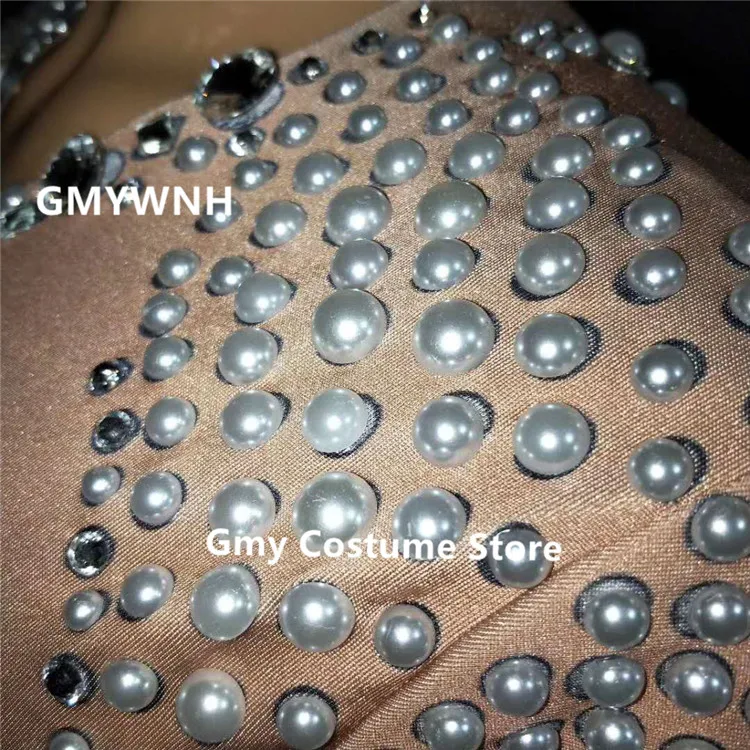 X27 Female Elastic pearl bodysuit singer pole dance stage costumes proom wears jumpsuit party catwalk outfits dj dress clothe ds