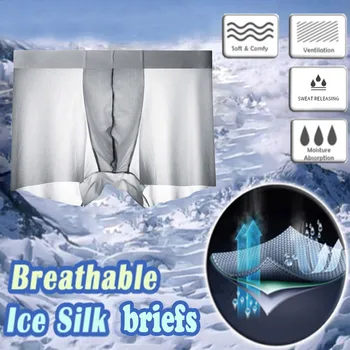 

2019 Men Breathable Ice Silk Men Fashion Underwear Silk Non-Slip Thin Pouch Underpants ropa interior hombre calzoncillo hombre
