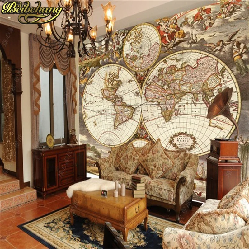 

beibehang European painting color map ancient maps of Europe painting wallpaper backdrop office charts photo 3d wallpaper
