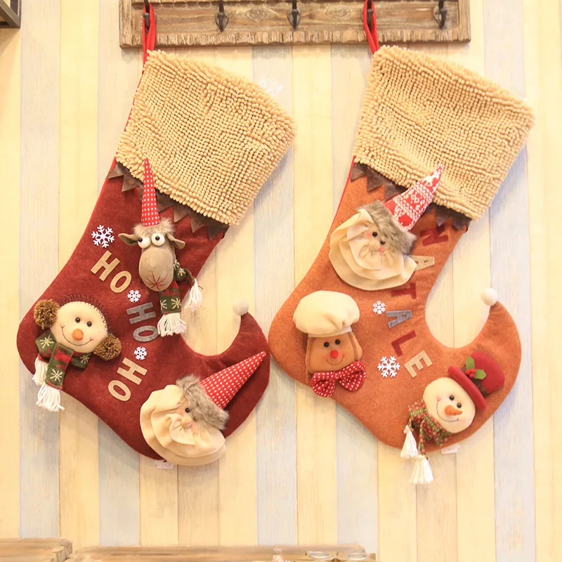 Calza della Befana Plaid Sacchetto del Regalo di Babbo natale Sock Bambini Decorazione Noel Natale Candy Bag Bagattella Albero Di Natale Ornamenti Fornitori