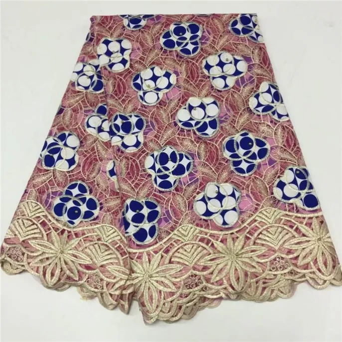 High Quality Nigerian Lace Fabrics With Print Wax Latest Embroidered Ankara Fabric Water Soluble African p5-20 | Дом и сад