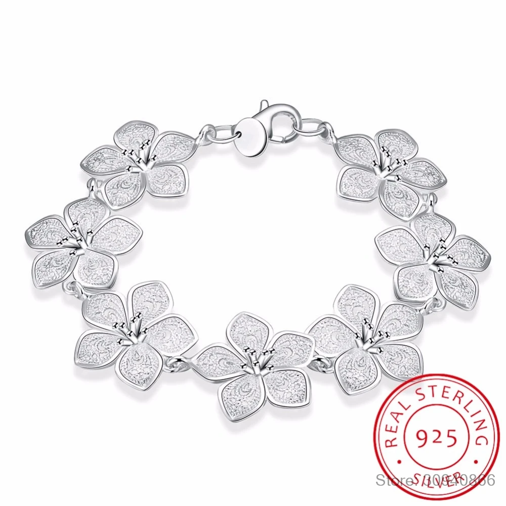 

LEKANI hot sale 925 Sterling Silver Plum bracelet beautiful flowers for women classic high- quality fine jewelry