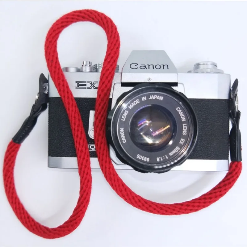 Хлопчатобумажный Кожаный Модный персональный веревочный ремешок для зеркальных камер и некоторых микро-одиночных камер - Цвет: Red
