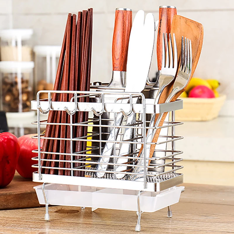 Stainless steel hanging chopstick cages spoon holder fork rack  knife shelves reinforced kitchen supply cutlery organizer