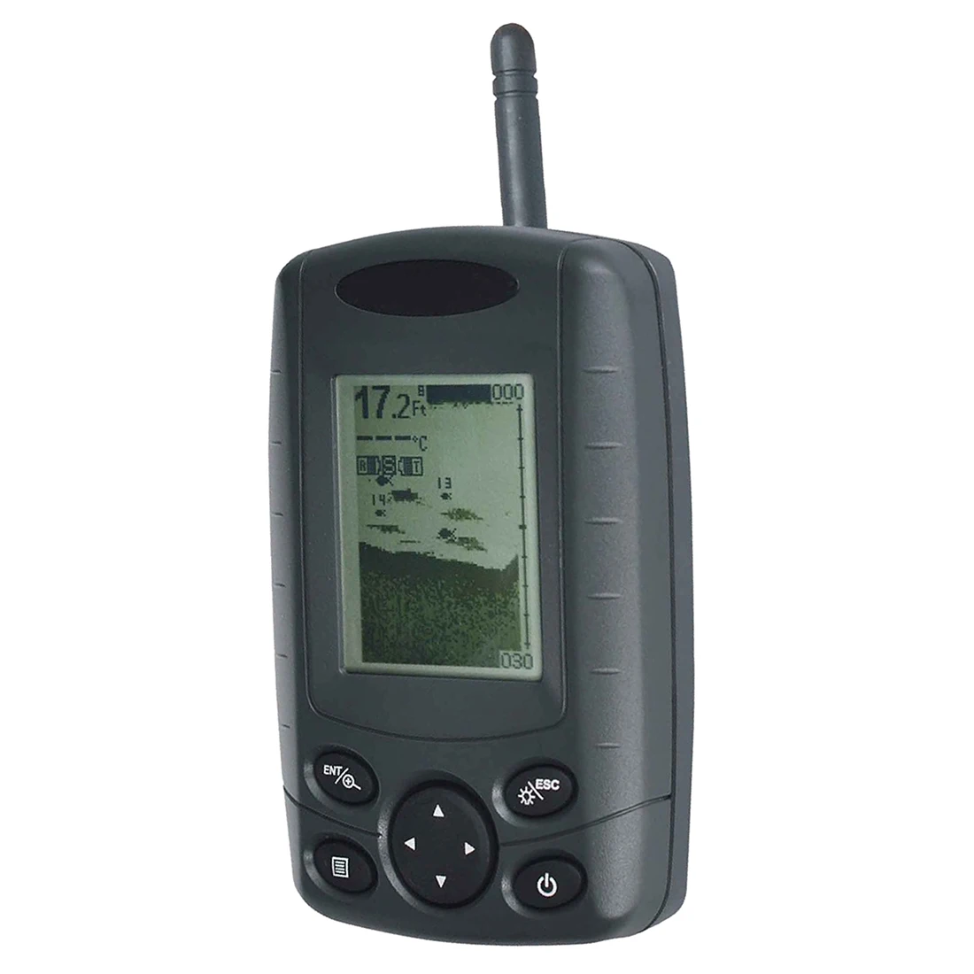 

ELOS-FF-002 Wireless Portable Handheld Fish Finder FishFinder With Round Sonar Sensor (Transducer) White LED Backlight