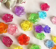 800pcs 14mm Beautiful Acrylic Mixed Rose Flower Beads With Hole For Hair Peice Tiaras Jewelry Scrapbooking Craft DIY