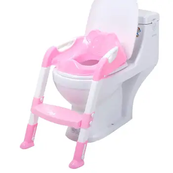 

2-Color Baby Potty Training Seat Children Folding Toilet Large Child Toilet Seat With Adjustable Ladder Training Folding Toilet