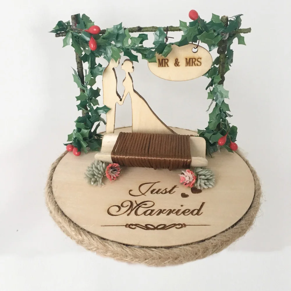 

1pcs unique custom name wood rustic Wedding Marriage day party decoration Engagement Anniversary Ring cushion pillow bearer