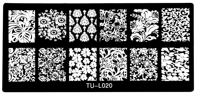 Шаблон для маникюра 6*12 см, штамповочные пластины для ногтей, Переводные изображения, шаблон для печати TU-L, инструменты для ногтей DIY, 1 шт - Цвет: TU-L20