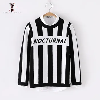 

2018 Brand Autumn Winter Knitted O-neck Striped Boys Sweaters Letter Full Sleeve Black White Striped Children's Sweater 3213