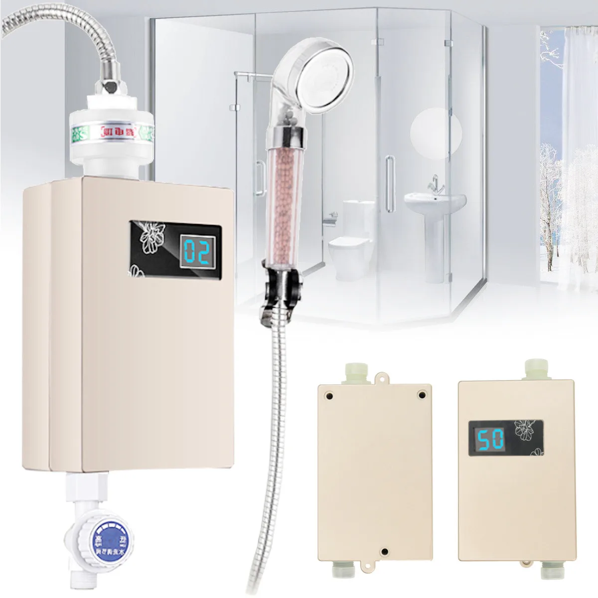

Mini Instant Electric Water Heater electric tankless Faucet 220V 3000W Digital Display Fast Heating Constant Temperature