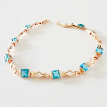 Женский Золотой браслет со светло-голубым камнем, Женские Ювелирные изделия в богемном стиле, золотой цвет, 585 модное ювелирное изделие