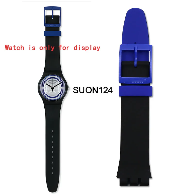 Силиконовый ремешок Мужские аксессуары для часов Пряжка 19 мм для Swatch SUOB704 SUOZ147SUOW701 спортивный водонепроницаемый ремешок для часов - Цвет ремешка: SUON124