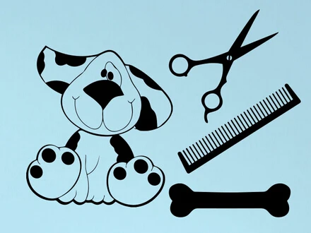 DCTAL Fashion Pet Shop Vinyl Wall Decal Pet Grooming Salon Dog Scissors Shop Comb Mural Art Wall Sticker Pet Salon
