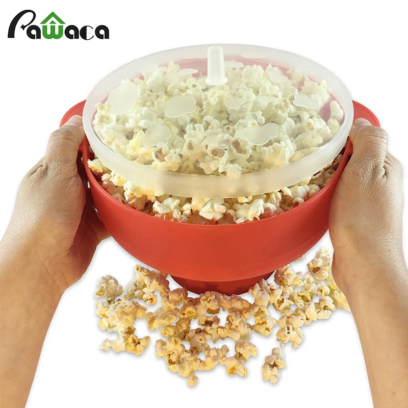 

Microwave Popcorn Maker Collapsible Silicone Popcorn Popper Bowl Pop Corn Bowl with Lid for Home DlY Hot Air Popcorn Popper Bowl