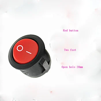 

2pcs/lot Rocker circular rocker power switch red button 2 feet 6A 250V openings 20mm