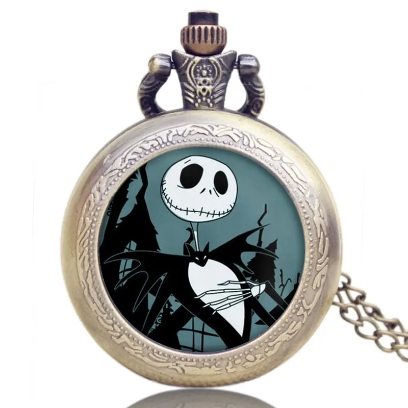 

2018 New Arrival Nightmare Before Christmas Quartz Pocket Watch Gothic Burton Retro Bronze Necklace Pendant Gift Unisex