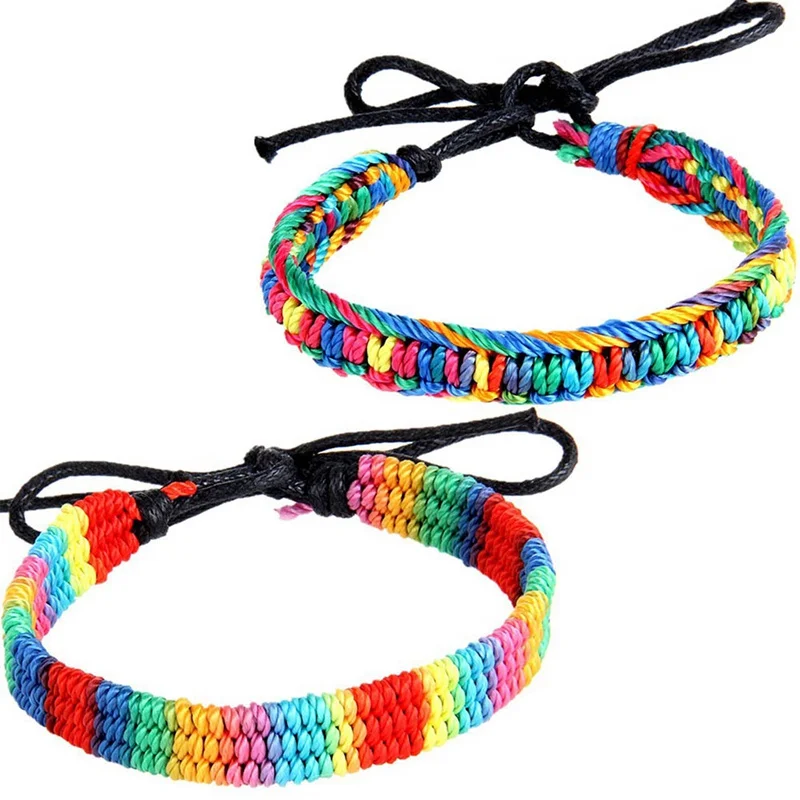 

2019 New Color Silk Rope Weave Colorful Thick Friendship Bracelet Wide Brim Bracelet