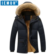 IEMUH Зимняя Толстая стеганая парка мужская куртка пальто русская ватная Длинная с капюшоном Повседневная теплая ветровка от снега пальто мужские куртки