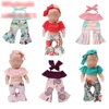 43 cm baby doll Clothes bell-bottom pantsuit baby toys Dress Hair band fit American 18 inch Girls doll f715