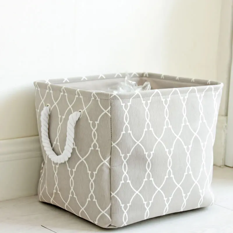 30*38*32cm Portable Laundry Basket Cotton&Linen Dirty Clothes Storage