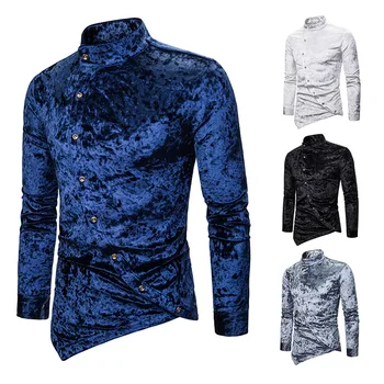 

Men Shirts Velvet New Arrivals Slim Fit Male Shirt Solid Long Sleeve British Style Cotton Men's Shirt