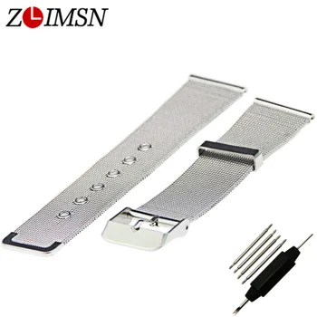 

ZLIMSN Fashion Casual Milanese Watchband Universal Stainless Steel Metal Thin Watch Band Strap Bracelet Relojes Hombre 18mm 2018
